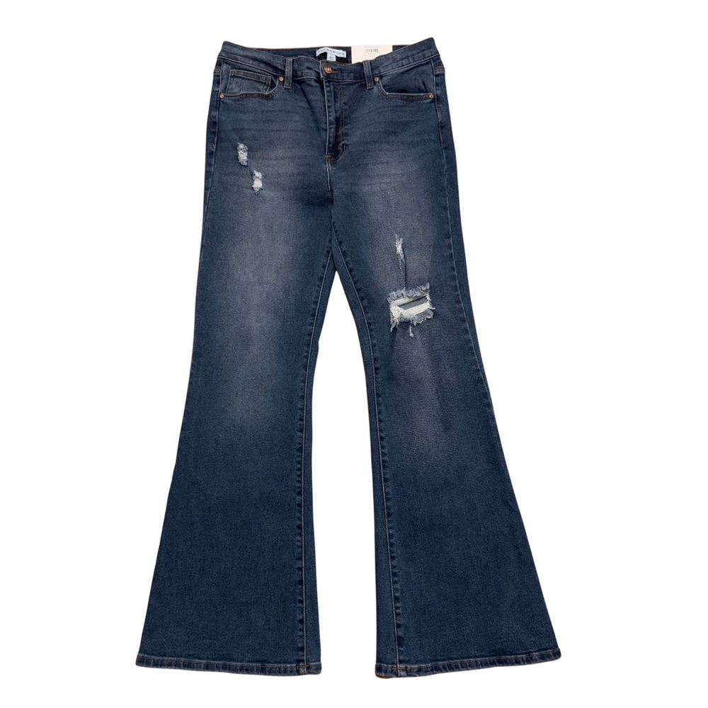 Blue Denim Highrise Flared Jeans